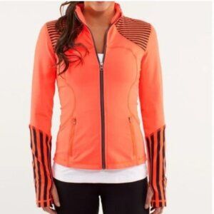 Lululemon Stride Jacket Neon Coral Orange Define Forme Striped 6